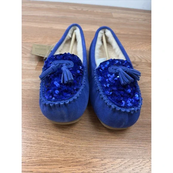 BEARPAW Belinda Waterproof Suede Moccasins Women's Size 9 Ultramarine NEW - Picture 4 of 12